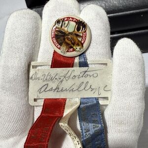 Vintage Collectible Pin 1938 Moose Lodge Ribbon Badge WWII Era Fraternal